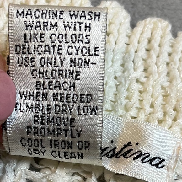 Marisa Christina Open Knit Sweater Cream Sweater Top sz L Indie Boho - Picture 15 of 15